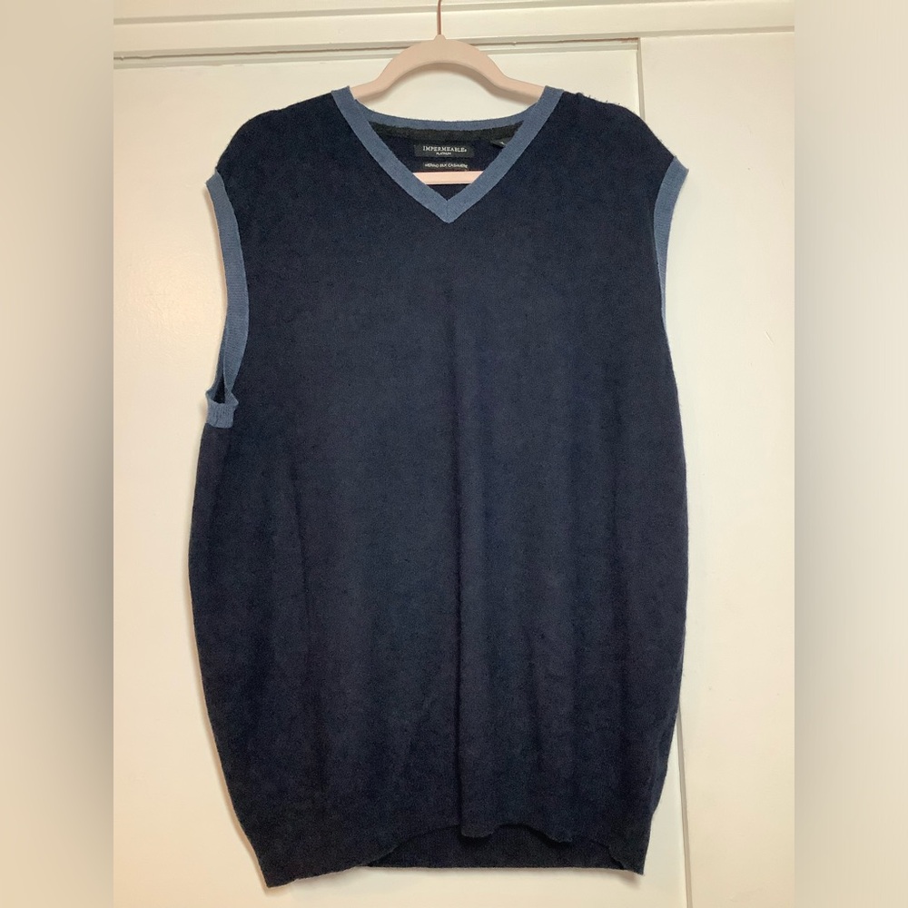 Dark Blue Sweater Vest Merino, Silk, Cashmere blend